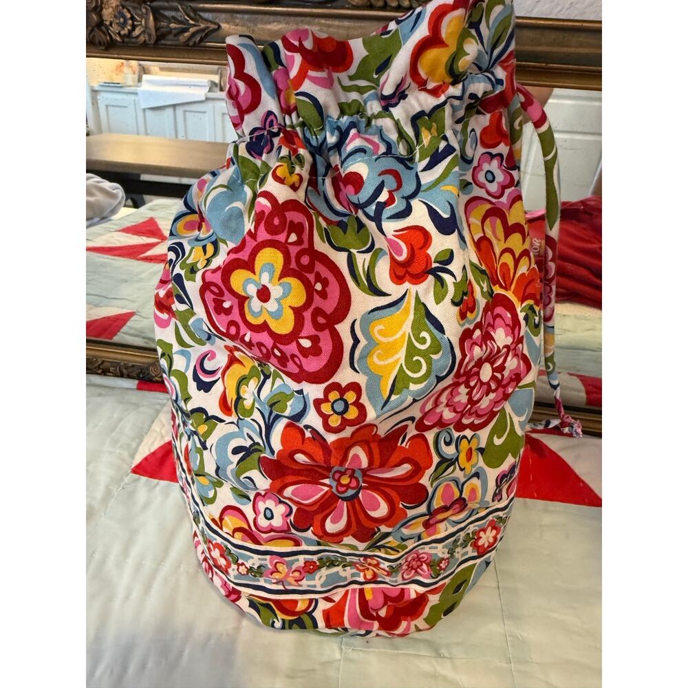 Vera Bradley Floral Drawstring Cosmetic Bag Purse Travel Case Pouch